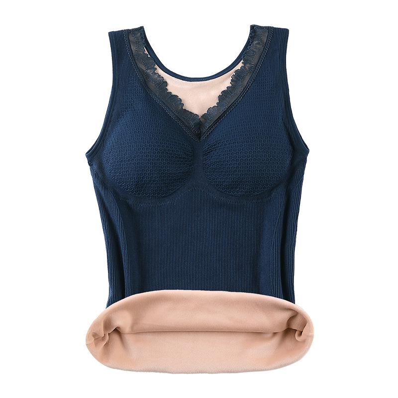 Women's Warm Autumn/Winter Fleece-Lined Elastic Vest with Chest Pads
