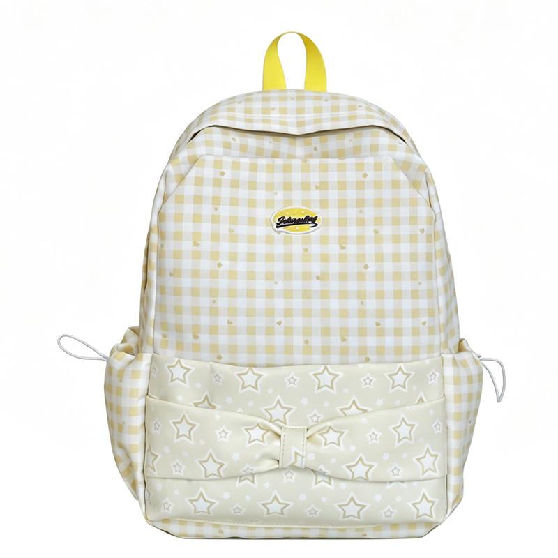 Schoolbag Bag Backpack Schoolbag Student High Value Plaid Backpack Large Capacity New Bag Korean Niche Lightweight