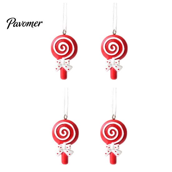 Holiday Hanging Ornaments 4 Pcs Gingerbread Christmas Ornaments, Candy Cane, Tree, Lollipop, Hand Painted Resin Crafts Man Xmas Tree Decoration