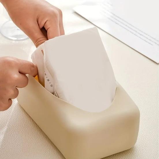 Xiaobudian Silikon-Taschentücherbox, Weicher elastischer leicht zu reinigender Serviettenhalter, Einteilige Formgebung glatte Oberfläche Papierbox