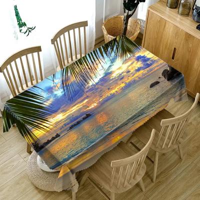Seascape Tablecloth Sunset of The Sea Washable Cloth Dining Table Coffee Table Home Decor Anti-fouling Dustproof Tablecloth