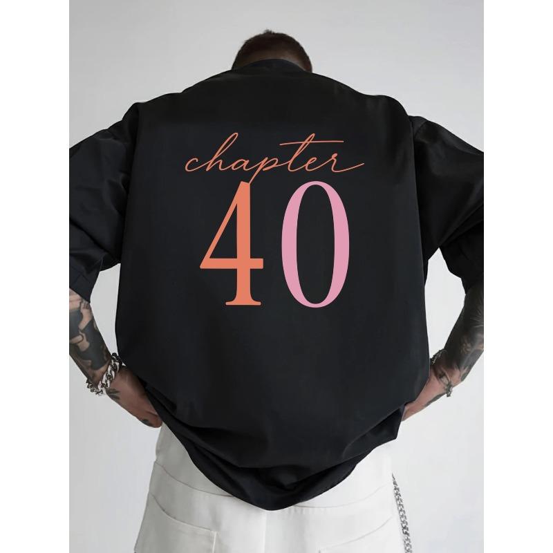 European Size Men's Drop-Shoulder T-Shirt, Chapter 40, Double-Sided Print Men's Loose Fit T-Shirt,New Trendy Style Men's Apparel,Men's Essential Front