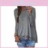 Premium Quality Femme Blouse Manches Longues Dentelle Sweat Lche T-shirt In Grey Cotton