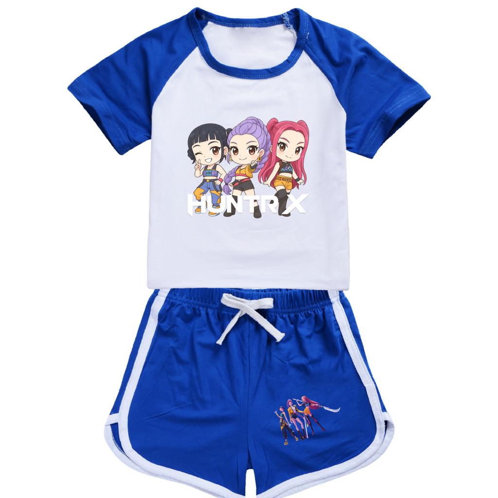 5015 Kids Girls POP Rumi Zoey Mira Print T-shirt Shorts Sport Tracksuit Clothes Set