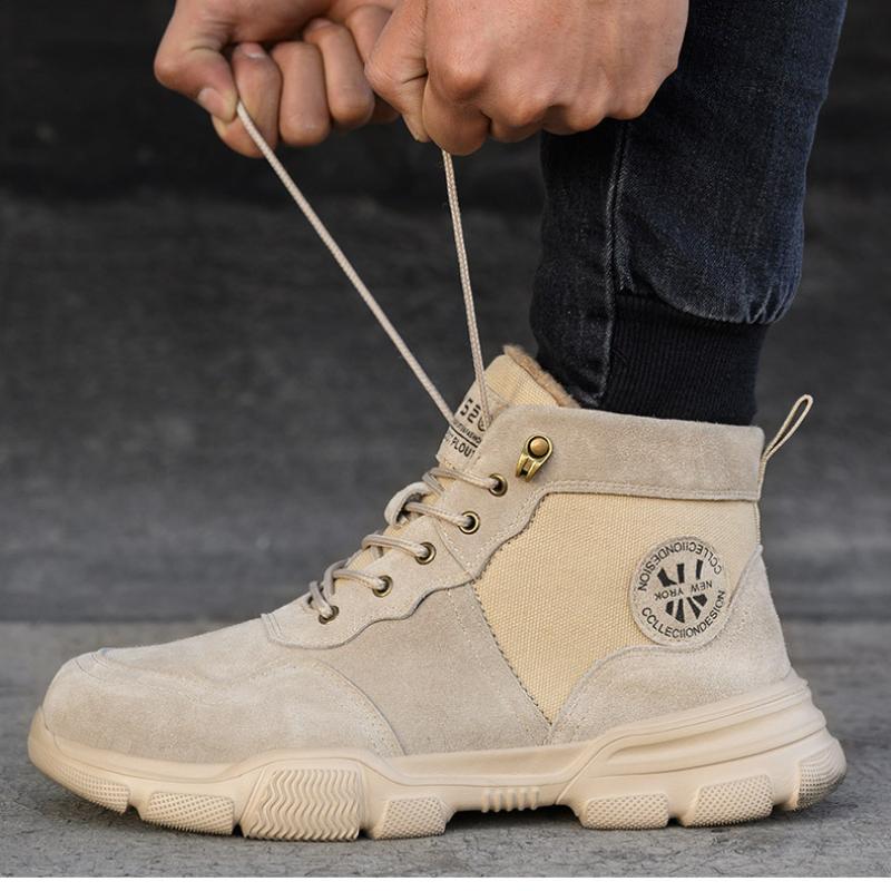 New Autumn and Winter Men's Warm Leather Boots Plus Velvet Thick Men's Non-slip High-top Martin Boots