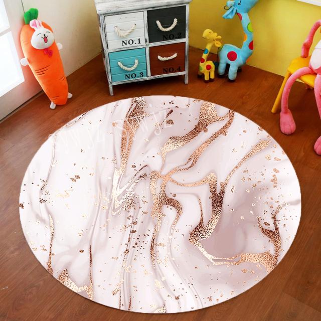 Marble Geometric Round Carpet Living Room Office Chair Computer Table Mat Home Anti -Fouling Decoration Bedroom Coffee Table Mat