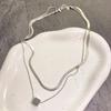 Square Sugar Layered Titanium Steel Snake Bone Chain Necklace for Women, A Unique and Stylish Accessory for The Collarbone.