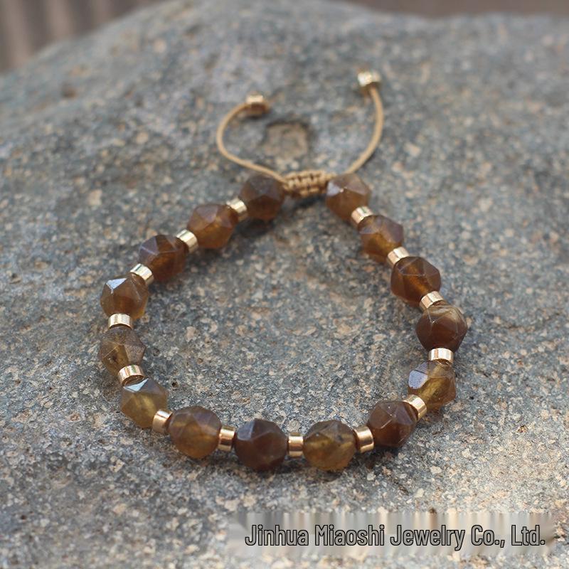 Bohemian Woven Rhombus Cut Tiger's Eye Crystal Bracelet