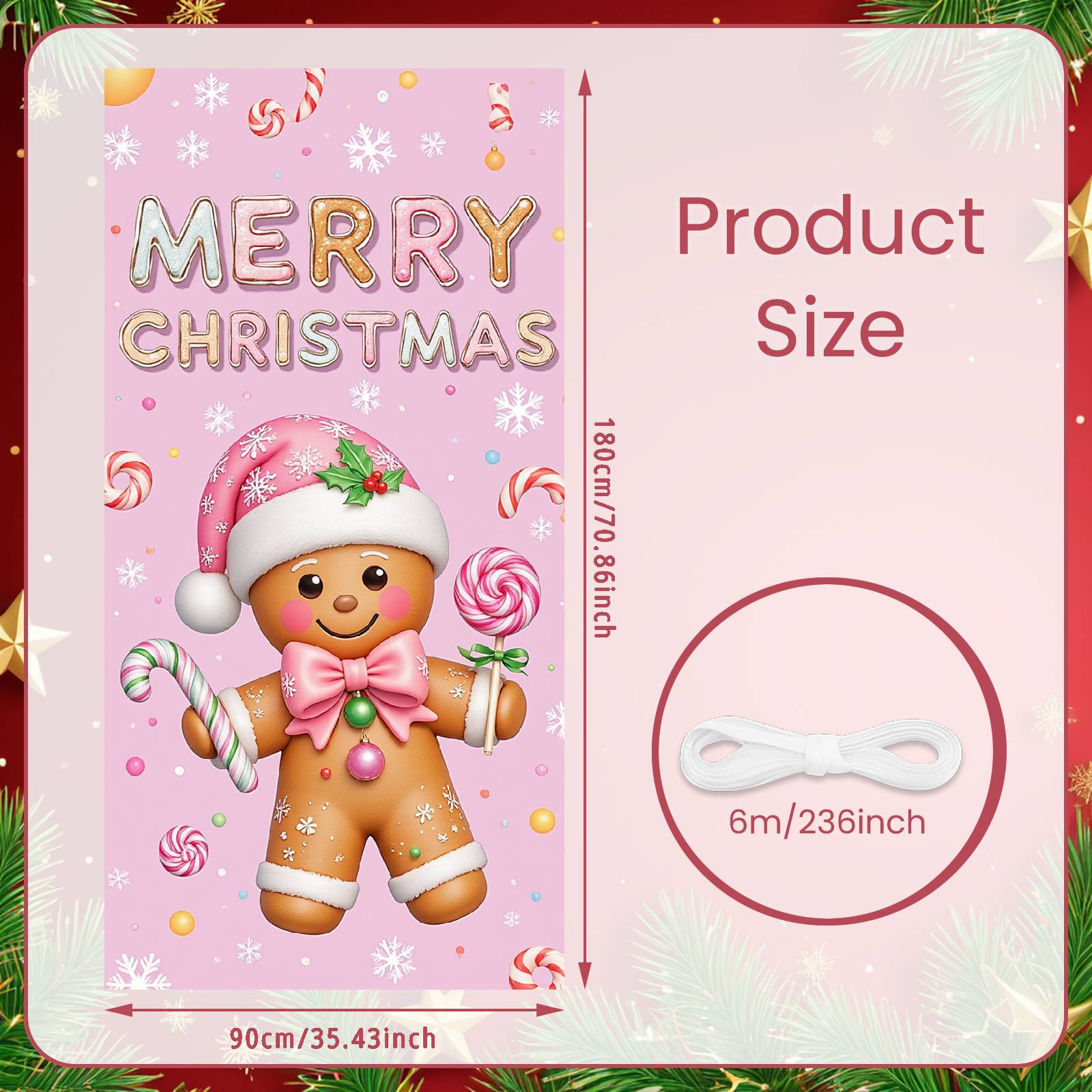

Snowman Display Pink Christmas Banner Winter Backdrop Snowman Pattern Snow Scene Display For Christmas Party Mall Decoration