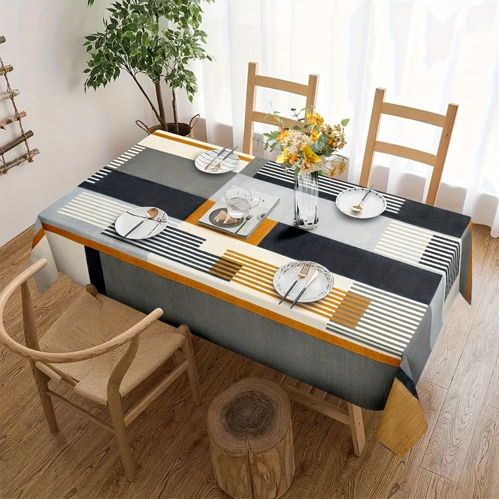 1pc geometric pattern polyester tablecloth, stylish and elegant, large-sized tablecloth for furniture decorationXY