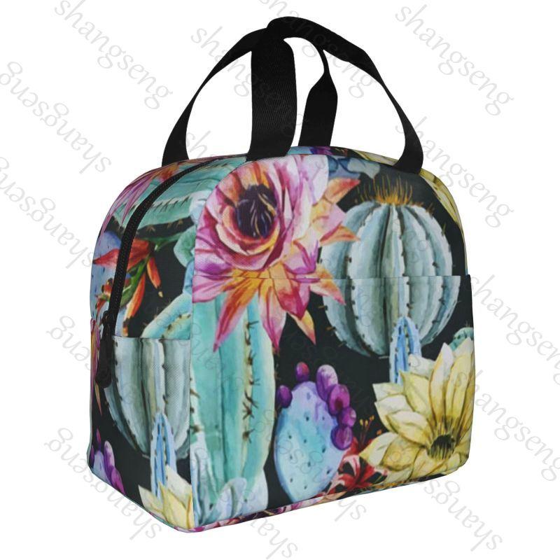 Cartoon cactus Lunch Bag Insulation Bento Pack Aluminum Foil Rice Bag Meal Pack Ice Pack Student Bento Lunch Handbag