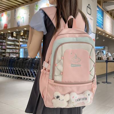 School Bag New Fresh and Sweet Candy Color Backpack Junior High School Students Light Travel Large Capacity Backpack