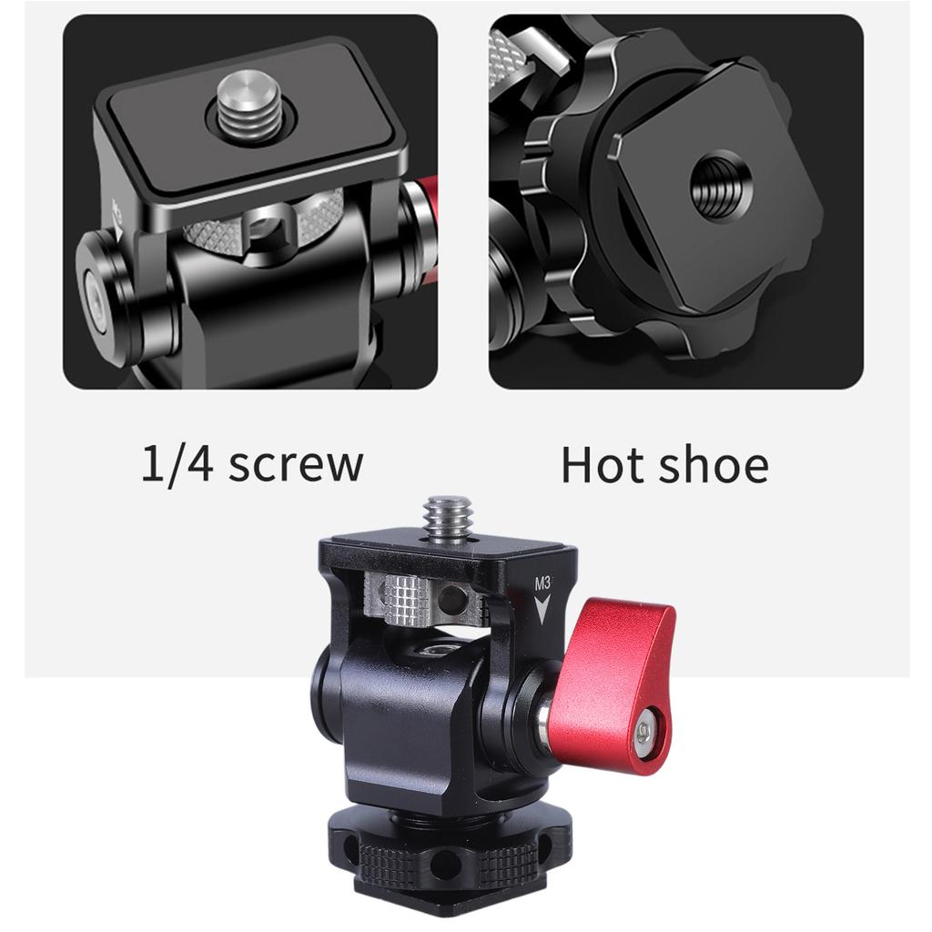 Supporto per Monitor da Fotocamera da 1/4 di pollice con Attacco Slitta Fredda Rotazione a 360 Gradi Inclinabile di 180° Supporto Stabile e Robusto
