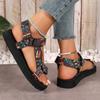 Large Size Sandals  Summer New Thick-soled Color Matching Velcro European and American Famous Style Beach Sandals Women