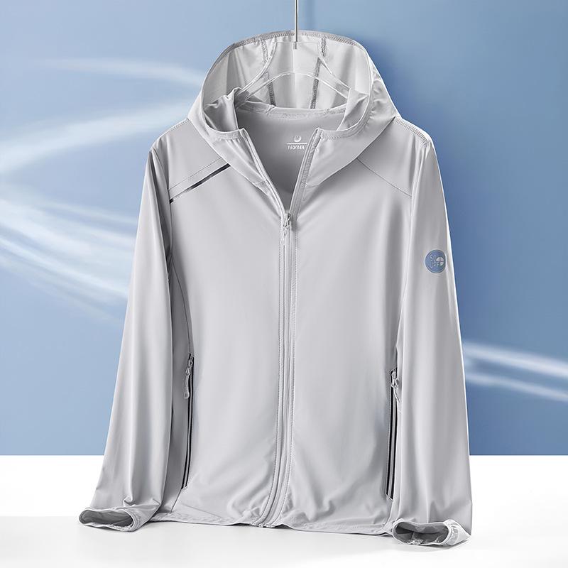 Men s Ultra-Thin UV Protection Sportswear: Double-Opening Ice Cooling Jacket 2XL