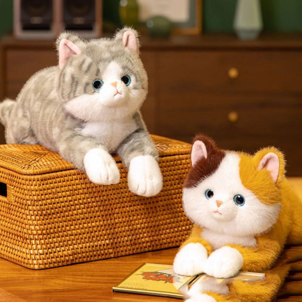 Cuddly Kitten Toys Lying Prone Soft Texture Imitation Lying Cat Toys Cute Lovely Simulation Stuffed Cat Gift Giving