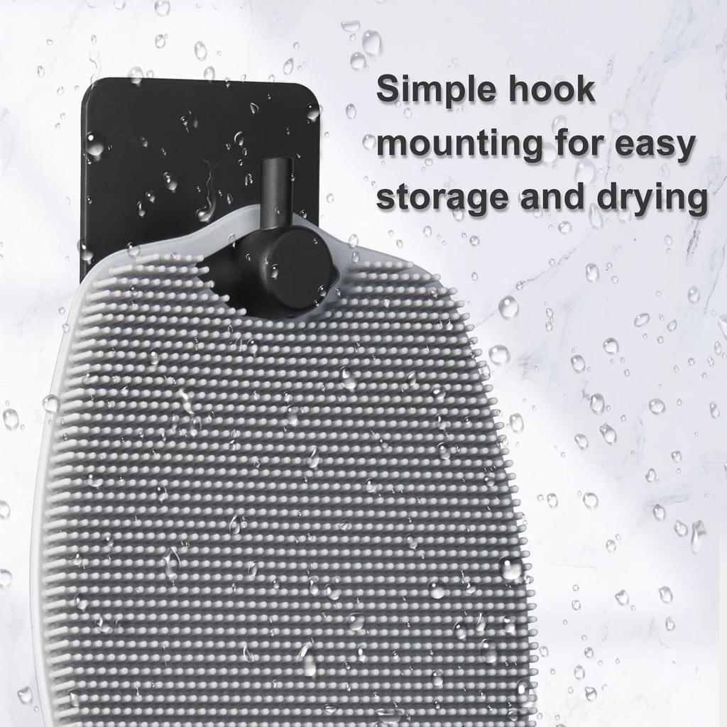 Exfoliating Silicone Brush Cleanser No Slip Handle Body Scrubber Clean Tools Bath Black Brush Massage Skin Bathroom Accessories