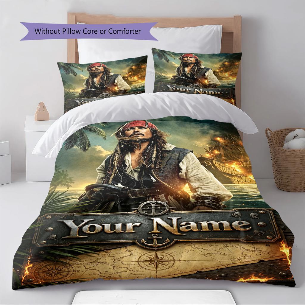 Name Custom Johnny Depp Pattern Bedding Set Quilt Cover Pillowcase Home Decor Gift (1 * Duvet Cover + 2 * Pillowcase, Without Core)