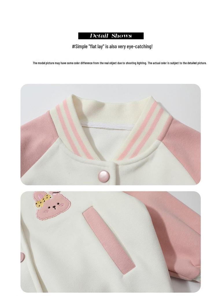 Trendy 2025 Girls' Baseball Suit Set - Spring/Autumn Fashionable Two-Piece Outfit for Kids