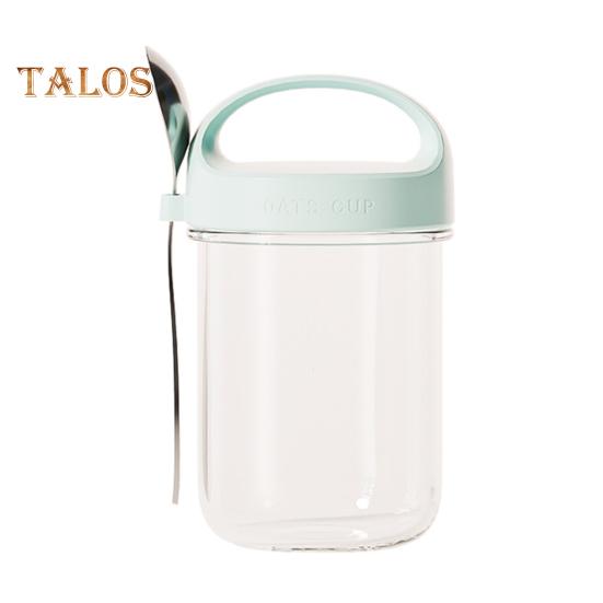 Стеклянная чашка для овсянки емкостью 430 мл с ложкой и крышкой Герметичный контейнер для овсяных хлопьев без бисфенола-А на ночь для хлопьев салатов йогуртов Банка для приготовления еды для здоровых завтраков синий 930₽