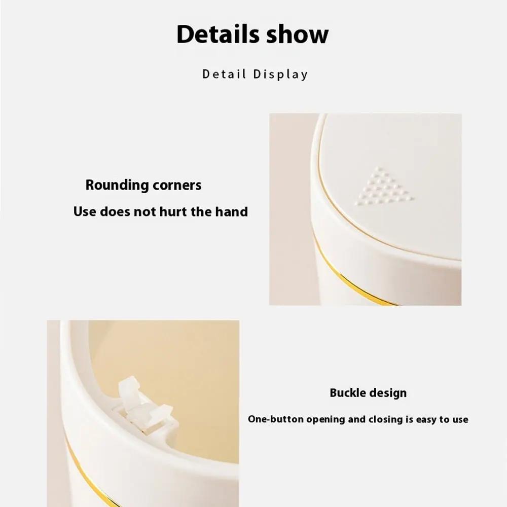 Triangle Desktop Trash Can Pressing Type Garbage Basket Countertop Bedroom Trash Bin Household Bathroom Thicken Rubbish Bin