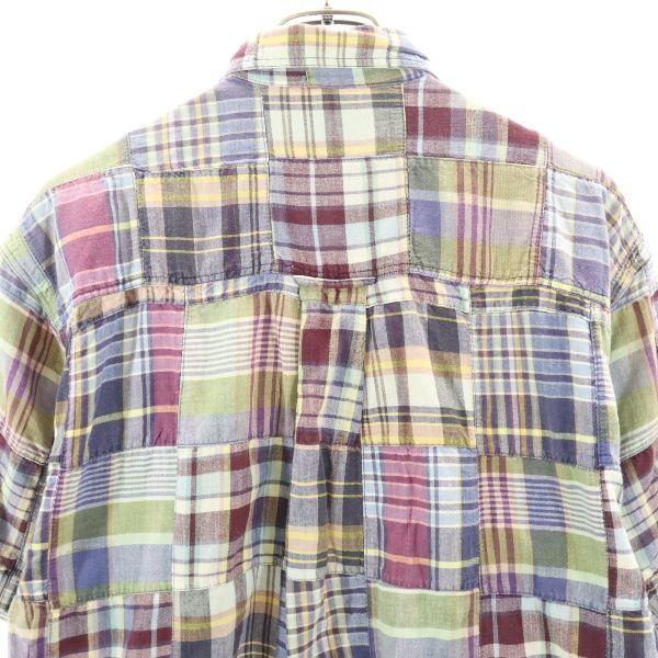 EDDIE BAUER 90s Black Tag Short Sleeve Shirt M Purple X Blue X Green Men's Used