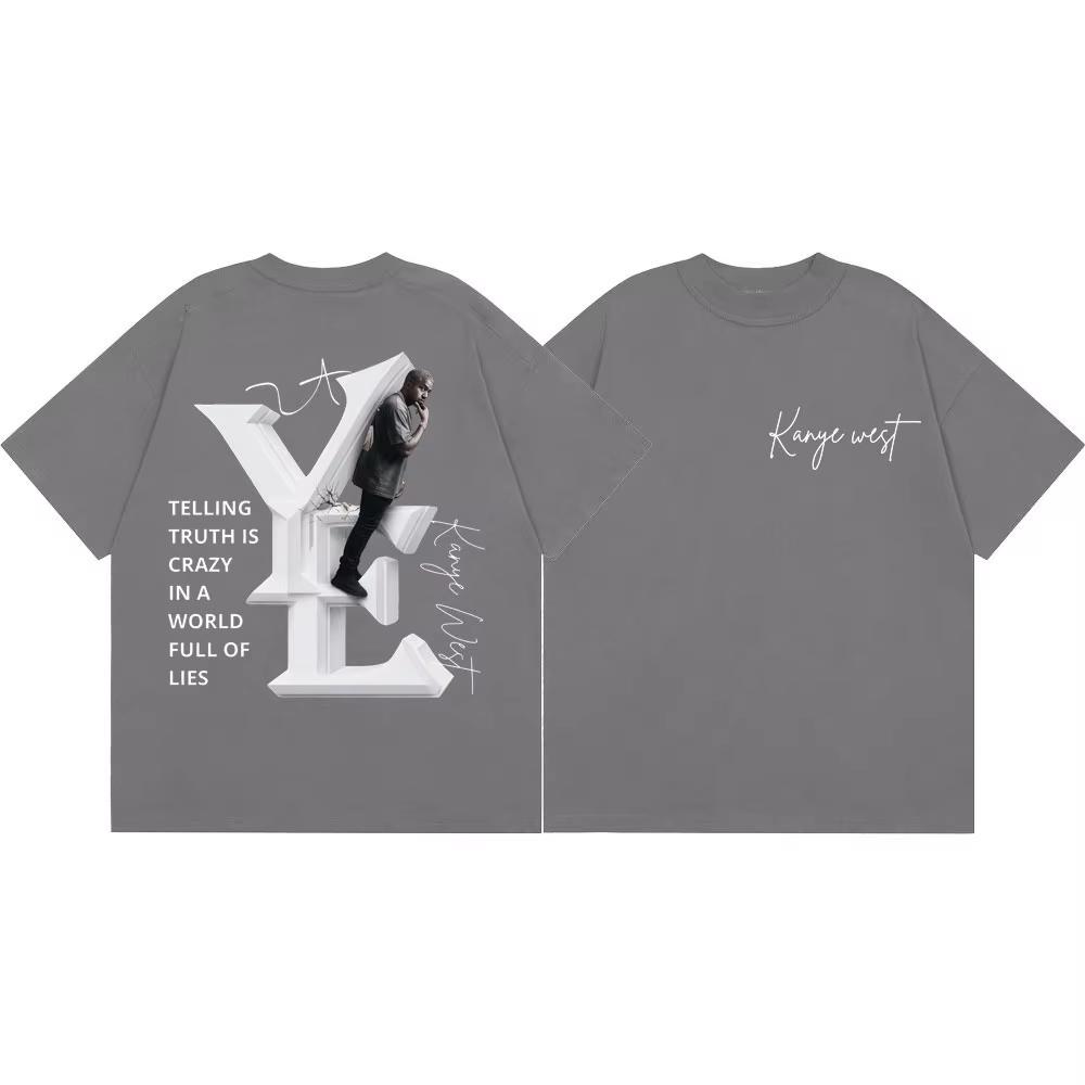 T-shirt Merch Kanye West Vintage Lavato Grafica Unisex Oversize Girocollo Cotone Manica Corta Top Y2K Retro Streetwear Top Estivo