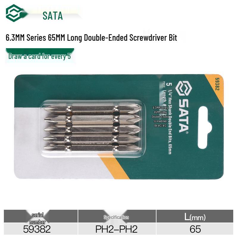 SATA Electric Screwdriver Set: High Hardness Phillips & Flathead Double-Ended Extended Drill Bits