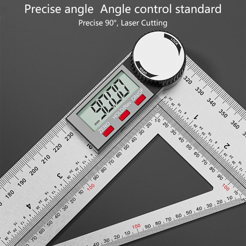 Stainless Steel Triangular Ruler Drawing Triangle Double Side Scale and 2mm Thickness for Woodworking Measuring