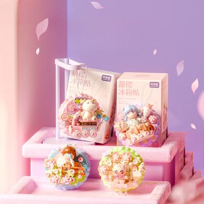 Sweet Sakura Refrigerator Magnet Creative Pendant Decoration Micro Particle Assembled Toy Girls Holiday Gift
