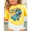 Girls Crewneck Short Sleeve T-Shirt, Summer Dinosaur & "drama" Letter Print, Trendy Versatile Casual Kids Top