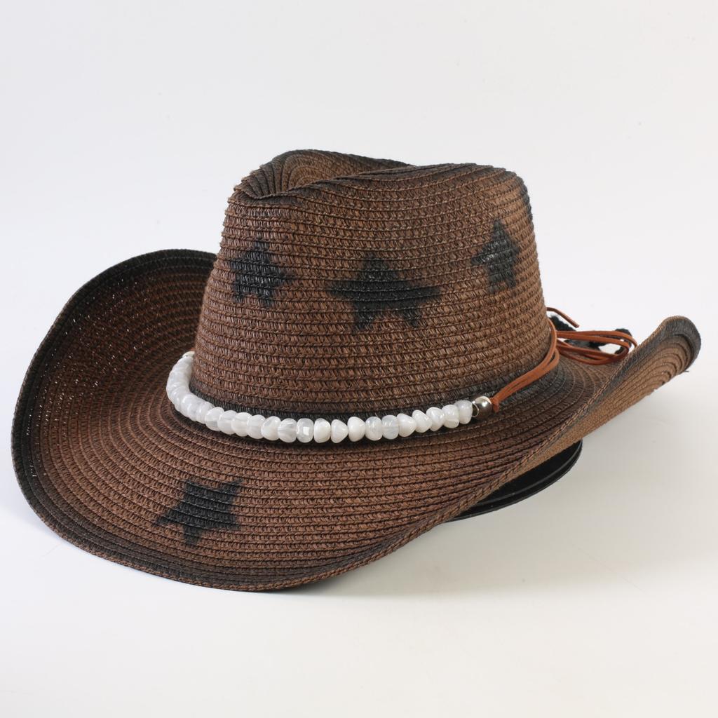 Popular Western Cowboy Straw Hat Men's and Women's Fashion Shade Straw Hat Classic Outdoor Western Cowboy Hat