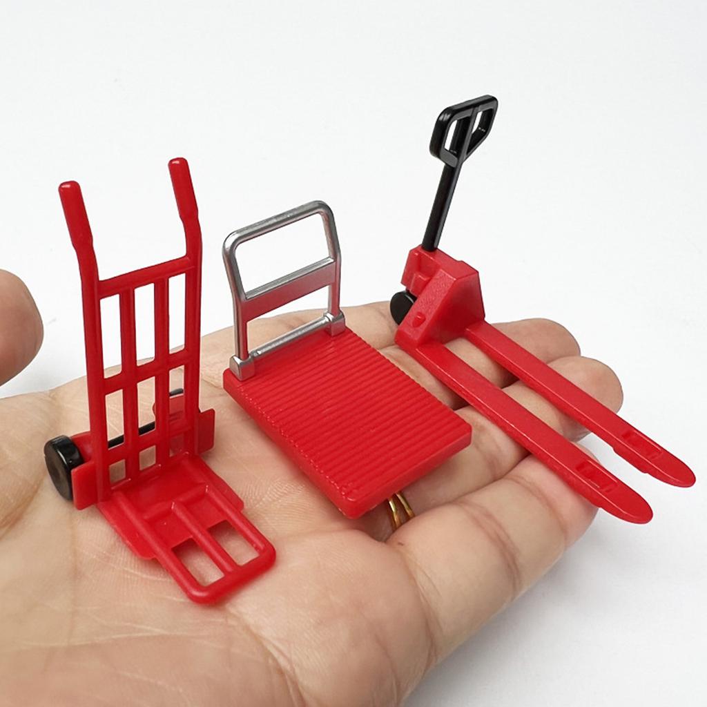 Zestaw 3 miniaturowych narzędzi magazynowych Wózek ręczny Wózek widłowy do domków dla lalek 1/12 Idealny do realistycznego narzędzia do kształtowania krajobrazu