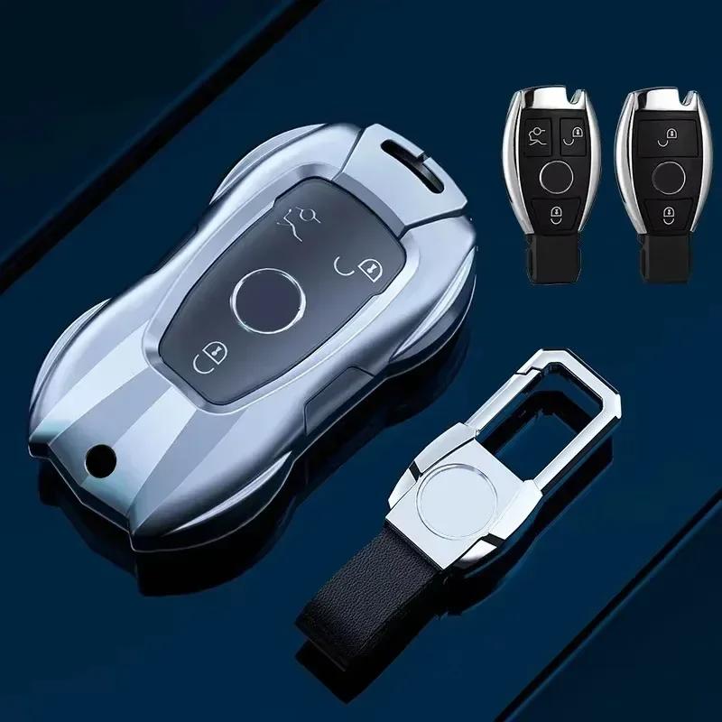 Car Key Case Cover For Mercedes Benz C E A B S Class Gle Gla Glb, Soft Tpu Key Fob Protector With Luxury Zinc Alloy Frame
