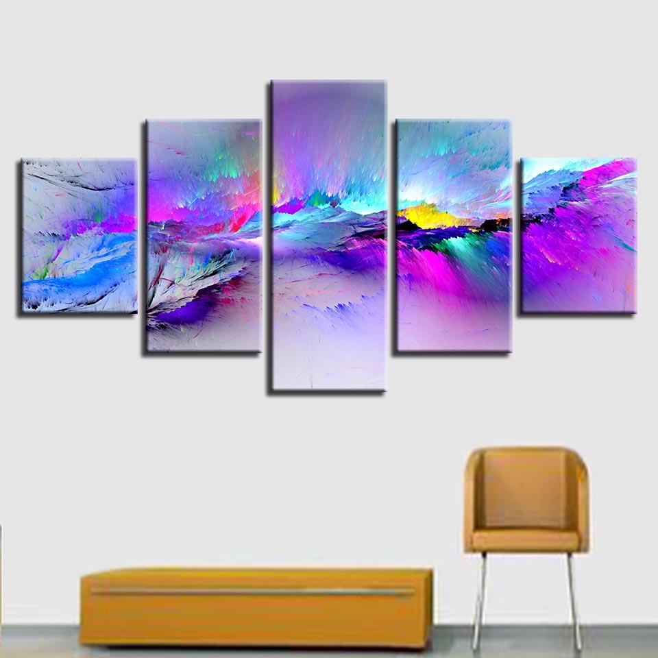 Print Posters Modern Wall Art Frame 5 Pieces Color Abstract Graffiti Scenery Pictures Modular Canvas Paintings Living Room Decor No Frame
