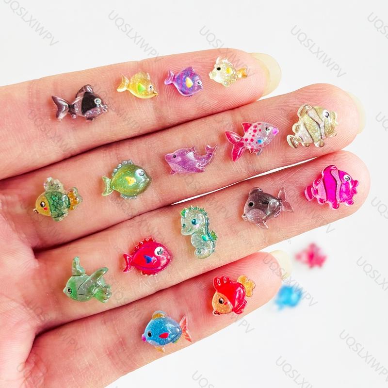55Pcs New Cute Cartoon Ocean Fish Resin Flat Back Cartoon Scrapbook Diy Decoration Earrings Accessories Crafts A152