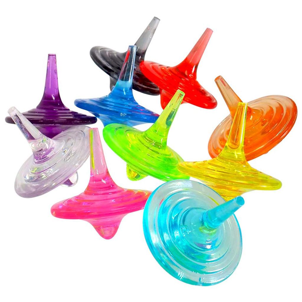 Colorful Clear Mini Spinning Tops 50 pieces in 10 colors (Plastic) -