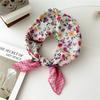 55cm Girls Cotton Linen Spring Square Scarf for Women Chic Headband Fashion Decorative Hairband Floral Neck Scarf