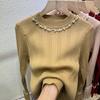 Herbst Neue Perlen Langarm Gestrickte Pullover Frauen Winter Slim Fit Basis Pullover Pullover für Frauen Mode Elegante Solide Warme Jumper tops 24868
