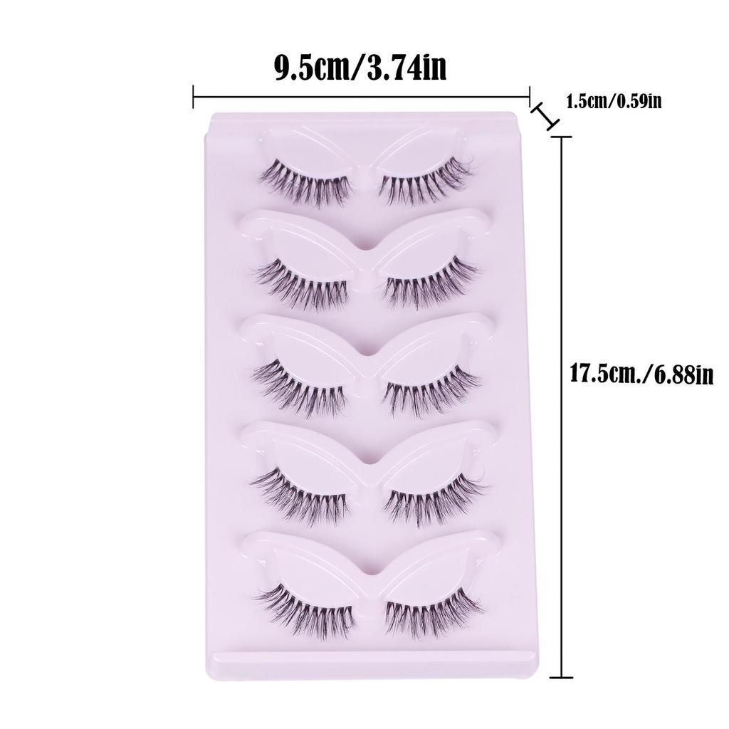 European Half Lash Set: Five Pairs of Dense, Curly, Clear-Stem Half Eye False Eyelashes