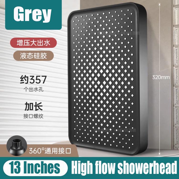 13 Inches Super Big Panel Ceiling Mounted Supercharge Shower Head Set 3 Modes High Pressure Large Flow Rainfall Bathroom Shower