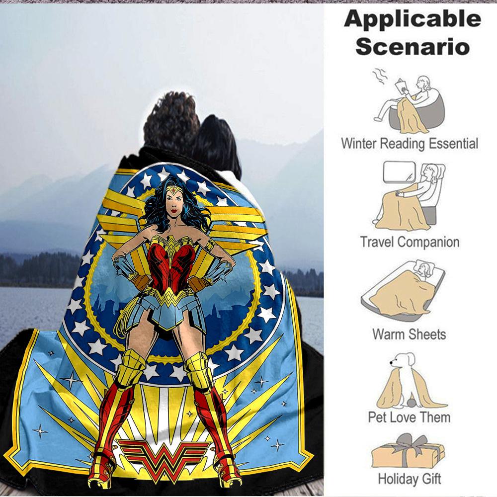 1 unidad Manta de Wonder Woman Fibra de Poliéster, Comodidad para Todas las Estaciones para Sofá, Cama, Oficina, Coche, Camping Decoración del Hogar y Regalo Ideal, Comodidad de Oficina