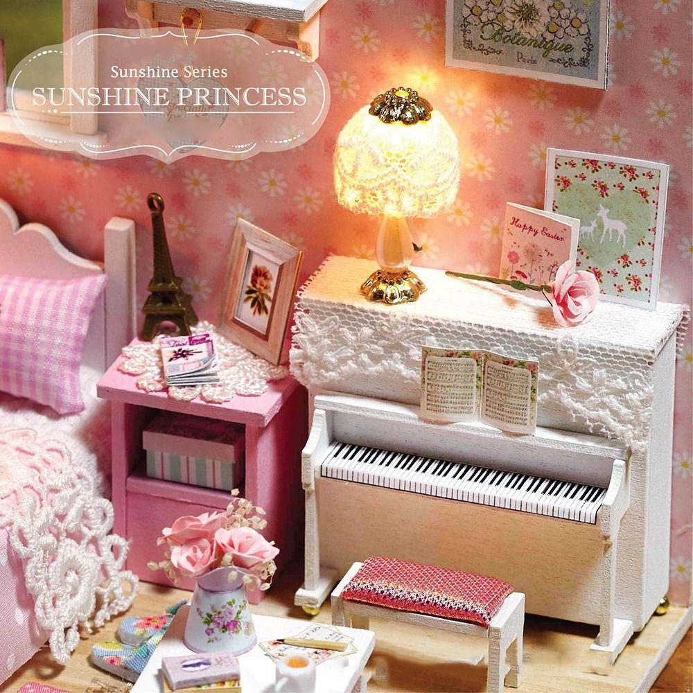 Wood Handmade Assembly Dollhouse Models Princess Room Miniature Doll House  Model Toy