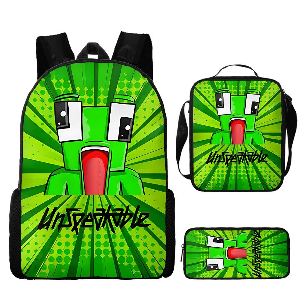 Froschkopf-Schultasche, Grundschulkinder, große Kapazität für Klassenstufenschüler, Grund- und Sekundarschüler, Rucksack dreiteiliges Set