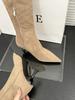 European and American temperament versatile and thin pointed suede high-heeled boots