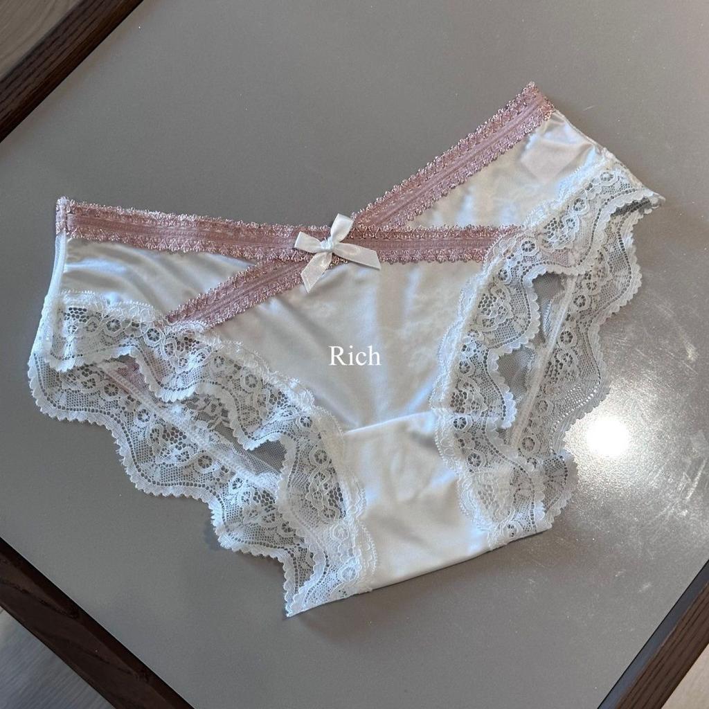 Lady Summer Pure Desire Sexy Lace Satin Breathable Bag Hip Without Mark in Waist Triangle Briefs