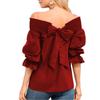 Off Shoulder Women Tops Back Bow Knot Boho Beach Casual Loose Shirt S2xl Blouse