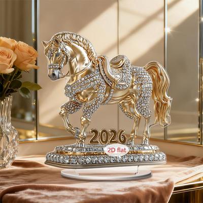 2026 Year Of The Horse 2D Acrylic Laser Relief Home Desktop Ornament, Living Room, Bedroom, Festival Symbolism Decoration Props