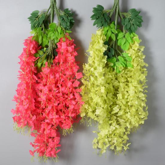 Artificial Wisteria Flower Hanging Garland Faux Silk Hanging Flower Strings Fake Wisteria Flower Vine for Wedding Garden Background Decor