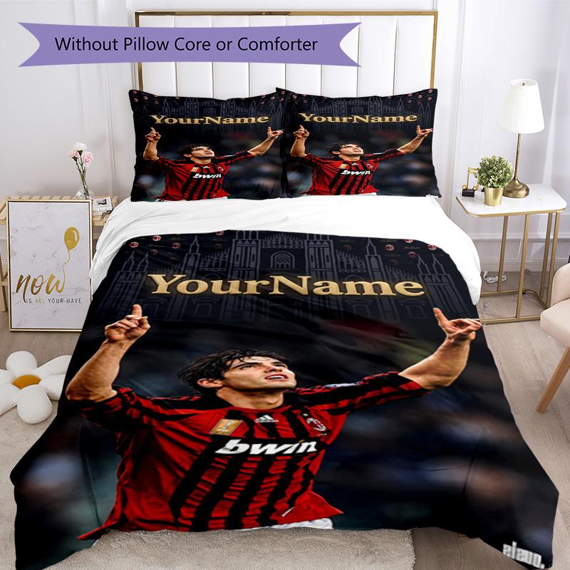 Ac Milan Personalizza il tuo nome Set Biancheria da Letto Copripiumino Traspirante con Federe Decorazione per la Casa Regalo di Compleanno